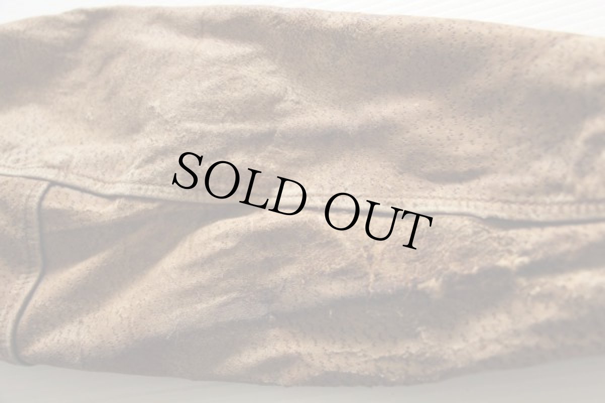 画像9: 40s SAND KNIT パッチ付き メルトン ウール 袖革スタジャン 紫 42 (9)