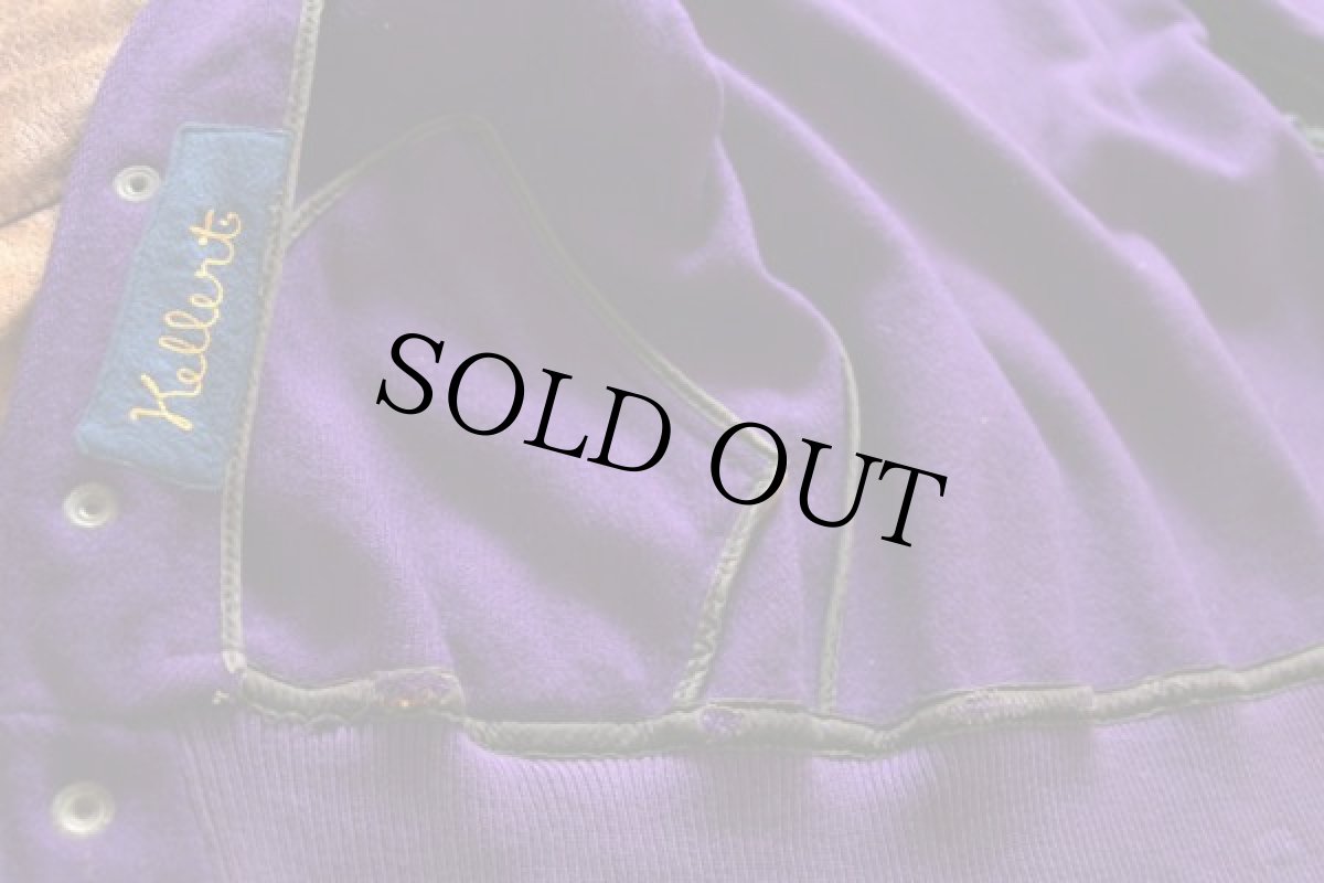 画像5: 40s SAND KNIT パッチ付き メルトン ウール 袖革スタジャン 紫 42 (5)