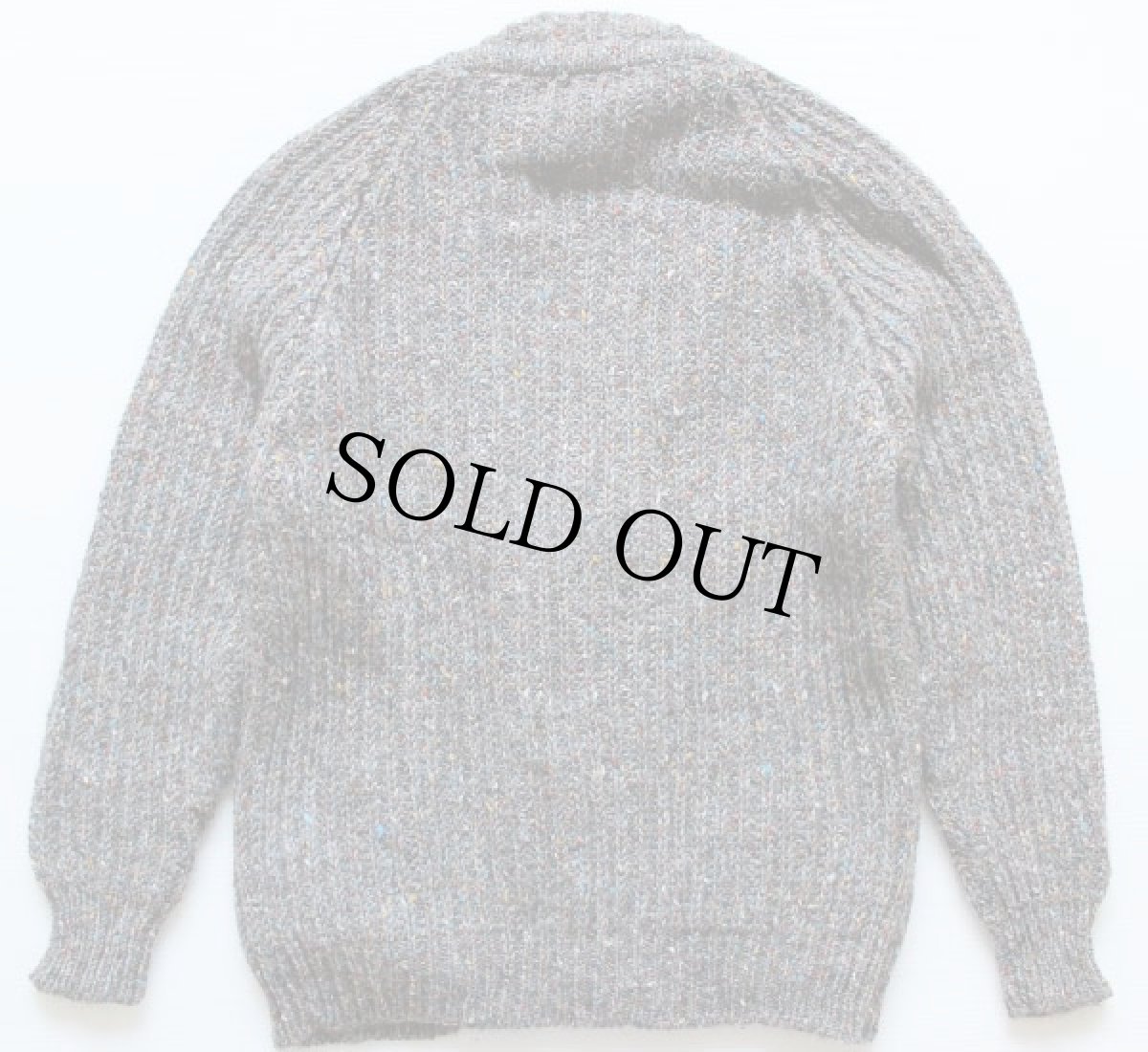 画像2: アイルランド製 ローゲージ ウール ハンドニット カーディガン 40 (2)