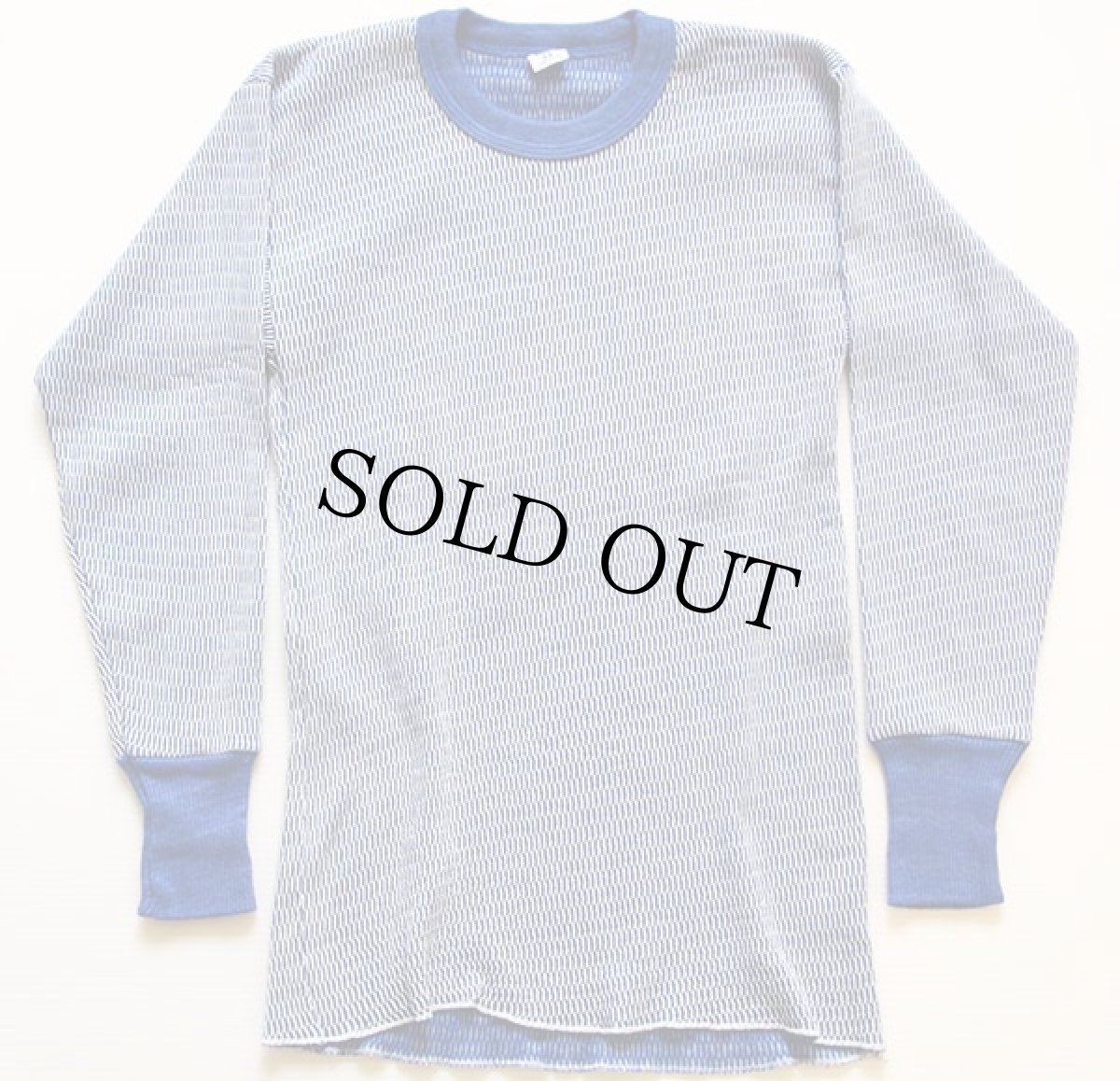 画像2: 80s HANES サーマルシャツ 青×白 S (2)