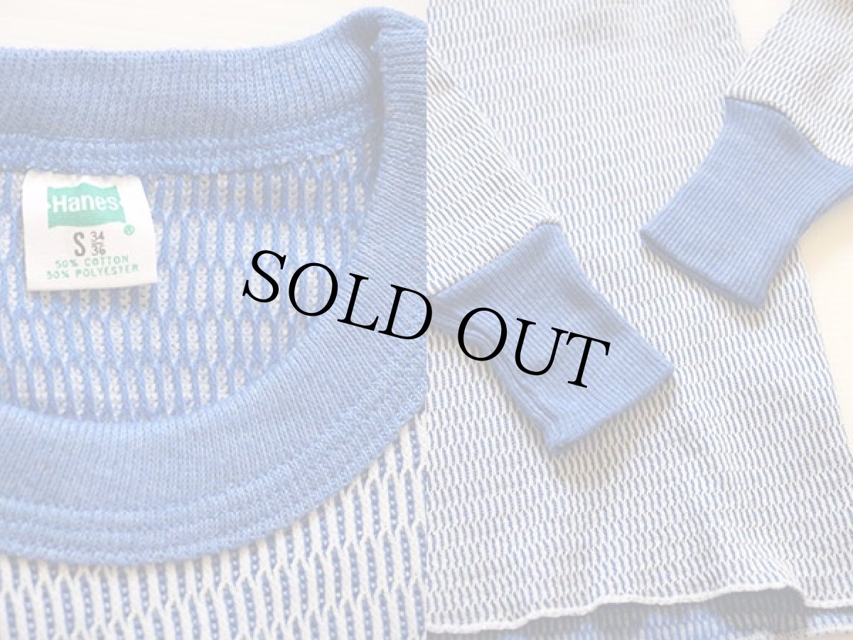 画像3: 80s HANES サーマルシャツ 青×白 S (3)