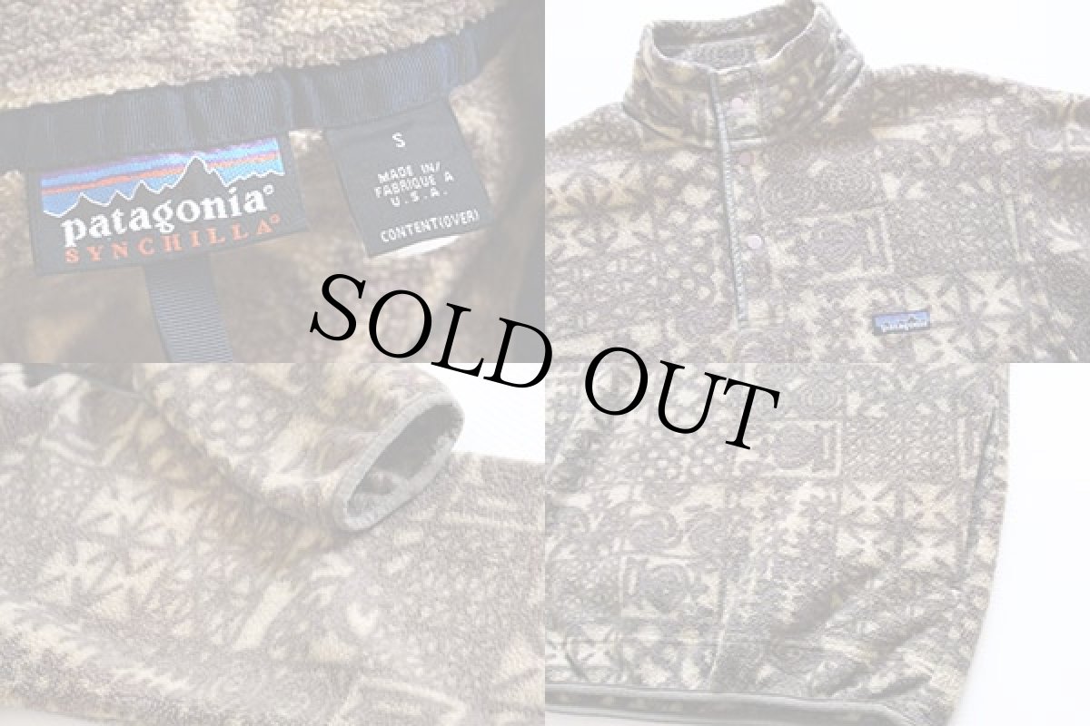 画像3: 90s USA製 patagoniaパタゴニア 総柄 シンチラ フリース スナップT S (3)