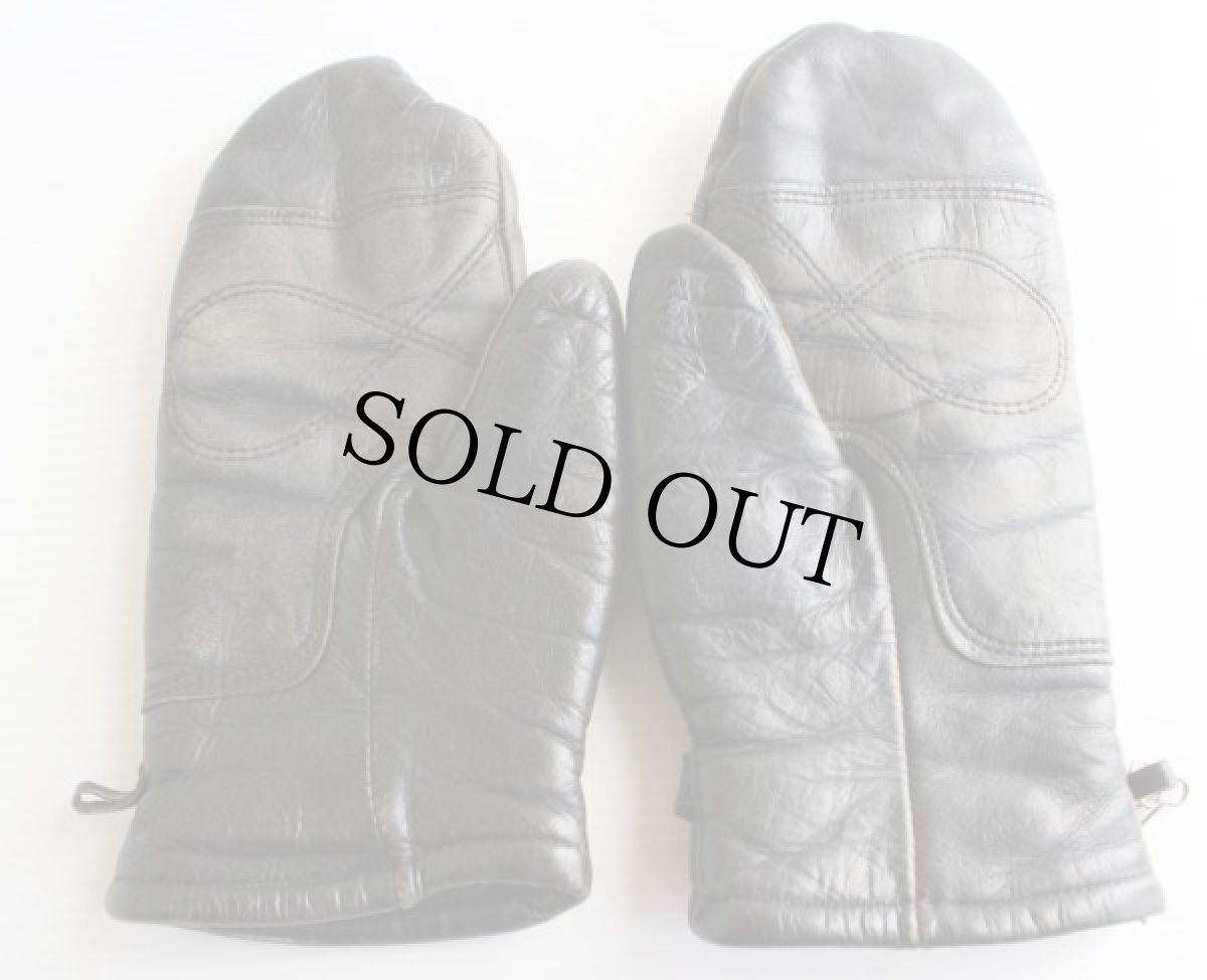 画像2: ビンテージ WOLVERINE レザー ミトン グローブ 黒 S (2)