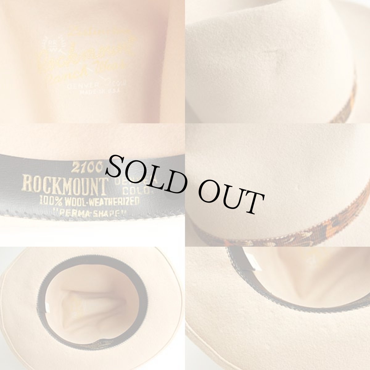 画像4: USA製 ROCKMOUNTロックマウント ウール フェルト カウボーイハット ベージュ L★ウエスタン (4)