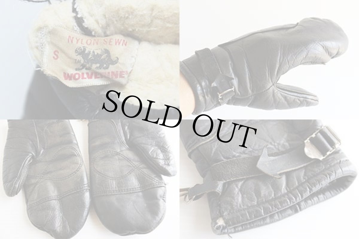 画像4: ビンテージ WOLVERINE レザー ミトン グローブ 黒 S (4)