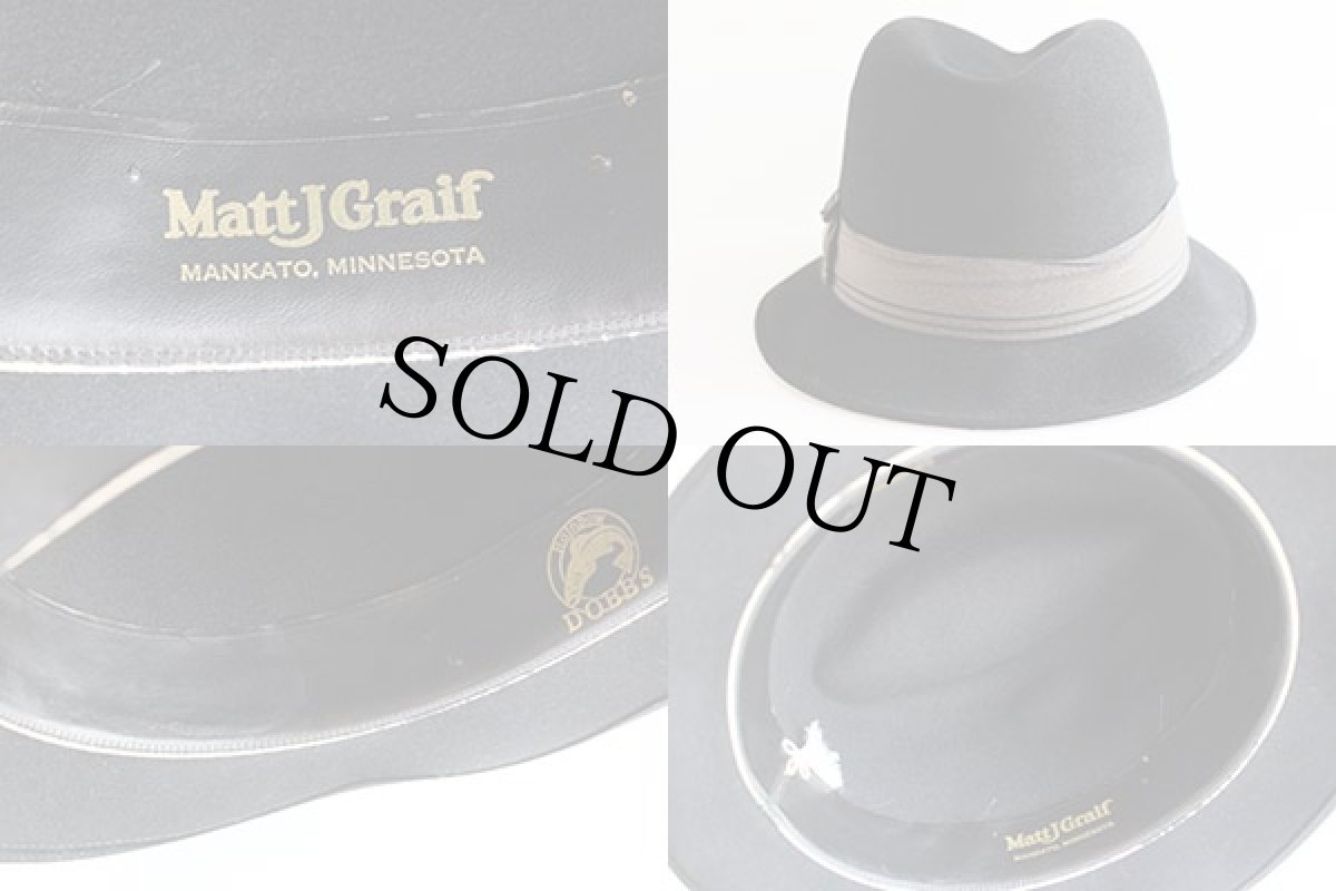 画像3: ビンテージ DOBBS フェルト フェドラハット 黒 59cm (3)