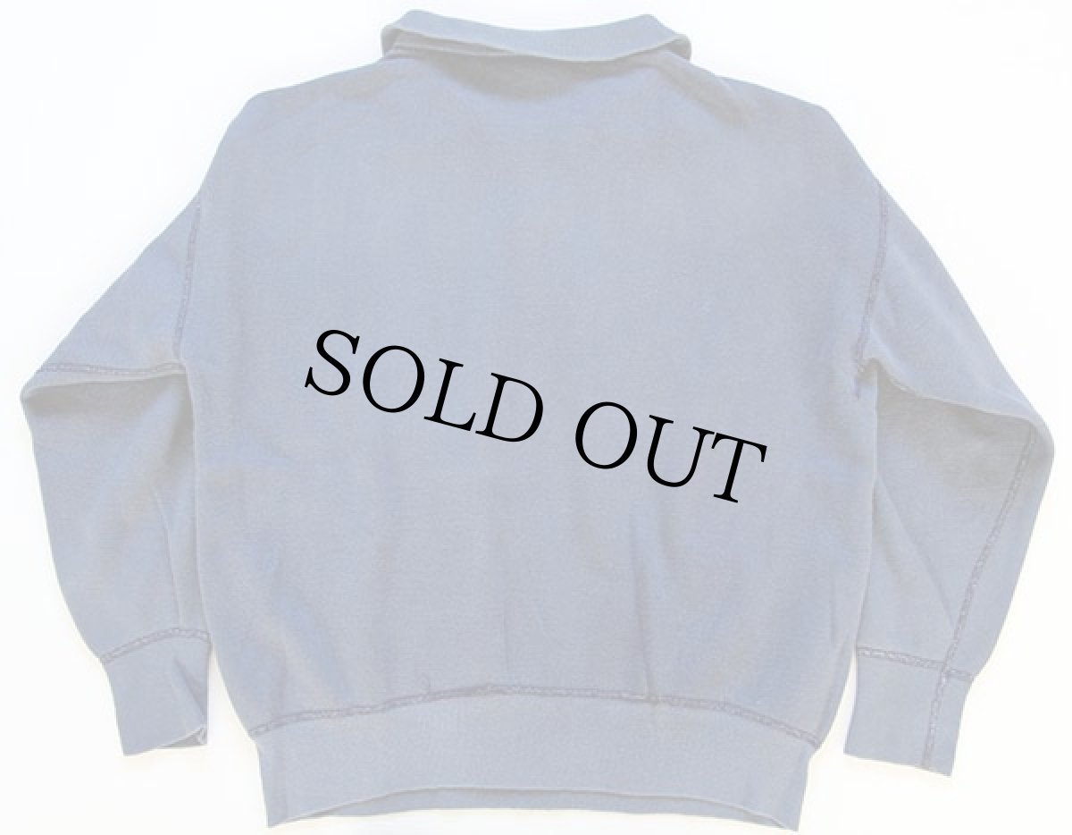 画像2: 60s UNKNOWN 無地 ハーフジップ スウェット 紺 フェード (2)