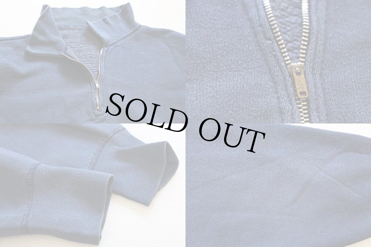 画像3: 60s UNKNOWN 無地 ハーフジップ スウェット 紺 フェード (3)