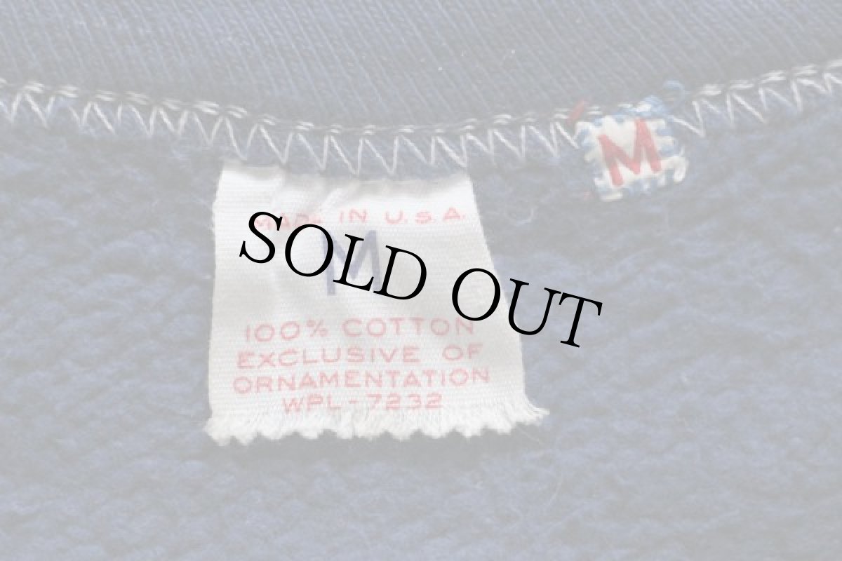 画像4: 50s USA製 RUSSELLラッセル 無地 前V コットン スウェット 紺 M (4)