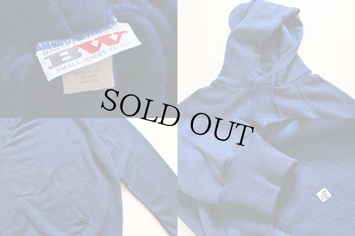 画像3: デッドストック★80s USA製 BASSETT-WALKER 無地 スウェットパーカー 紺 S (3)