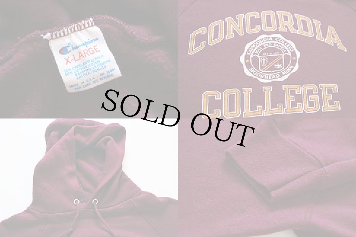 画像3: 80s USA製 Championチャンピオン CONCORDIA スウェットパーカー バーガンディ XL (3)