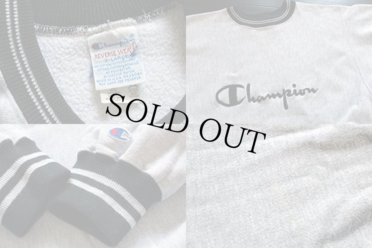 画像3: 90s USA製 Championチャンピオン スクリプト ビッグロゴ刺繍 リブライン リバースウィーブ スウェット XL (3)