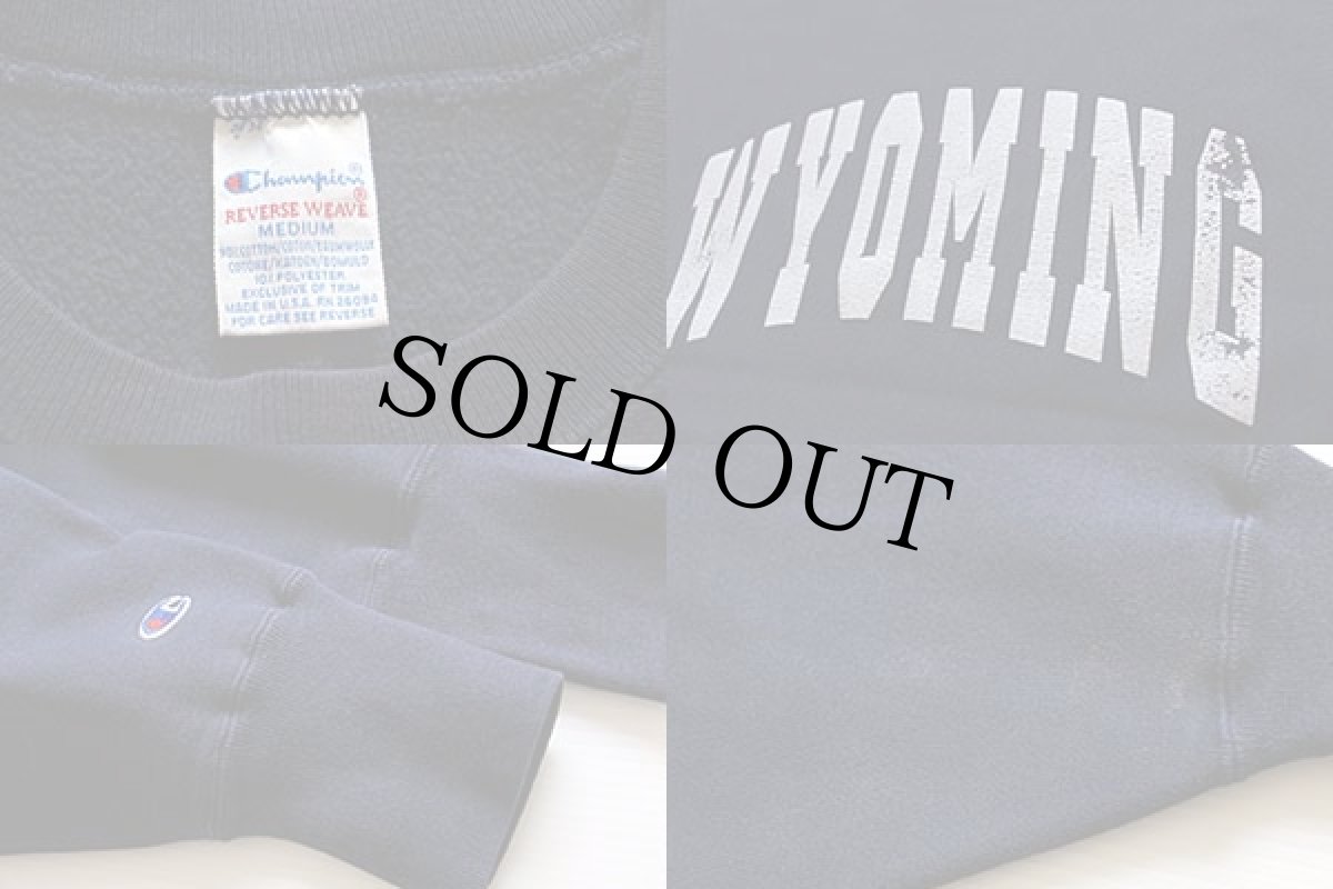 画像3: 90s USA製 Championチャンピオン WYOMING リバースウィーブ スウェット 紺 M (3)