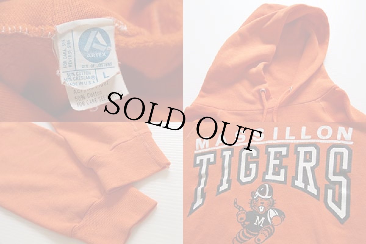 画像3: 80s USA製 ARTEX MASSILLON TIGERS スウェットパーカー オレンジ L (3)