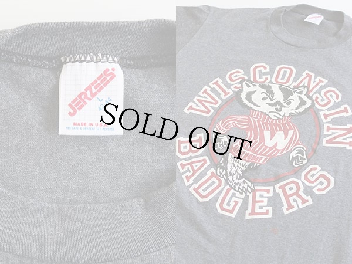 画像3: 80s USA製 WISCONSIN BADGERS バッキー Tシャツ チャコールグレー L (3)