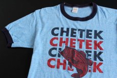 画像1: 80s USA製 CHETEK リンガーTシャツ 杢ブルー L (1)