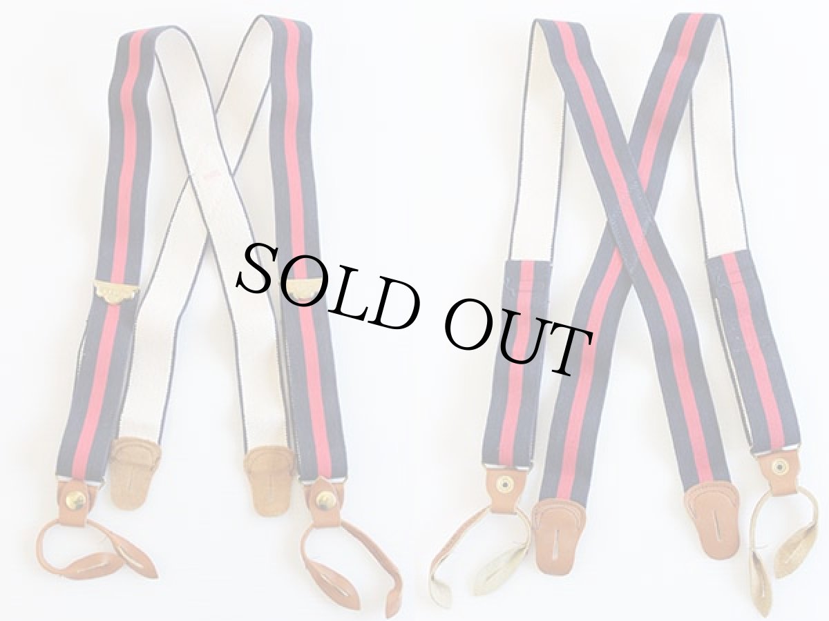 画像2: L.L.Bean ライン入り ボタンタブ式 サスペンダー 紺×赤★456 (2)