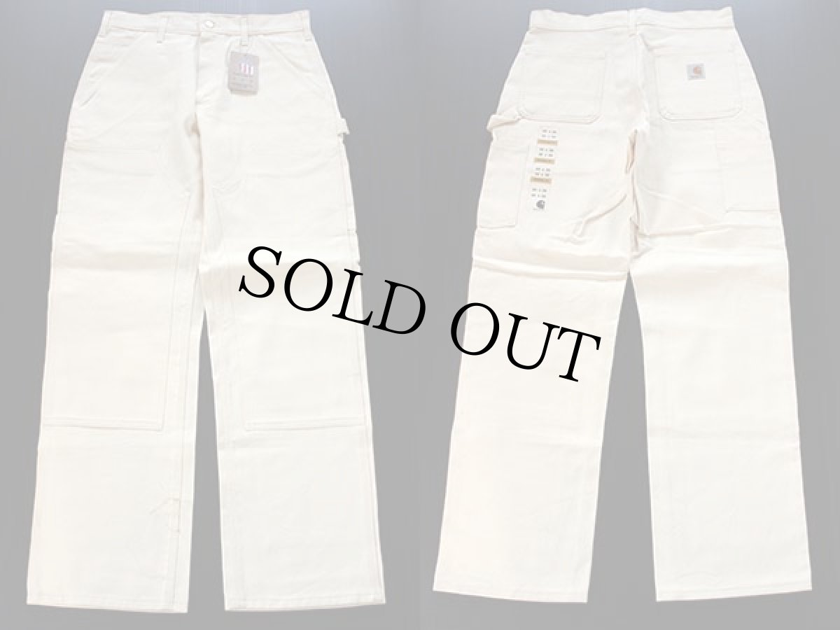 画像2: デッドストック★USA製 carharttカーハート ダブルニー ペインターパンツ 生成り 30 (2)