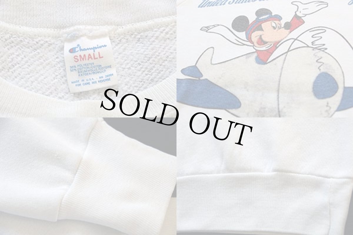 画像3: 80s USA製 Championチャンピオン ミッキー マウス USAFA 染み込みプリント スウェット 白 S★U.S.AIR FORCE USAF (3)