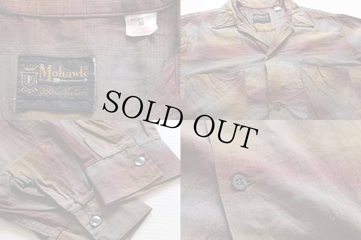 画像3: 60s Mohawk オンブレチェック コットン オープンカラーシャツ M (3)