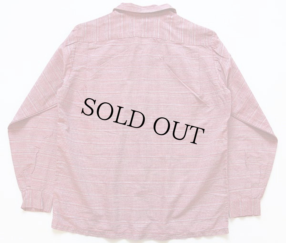 画像2: 50s Stradivari 格子柄&ボーダー 織り柄 オープンカラーシャツ M (2)