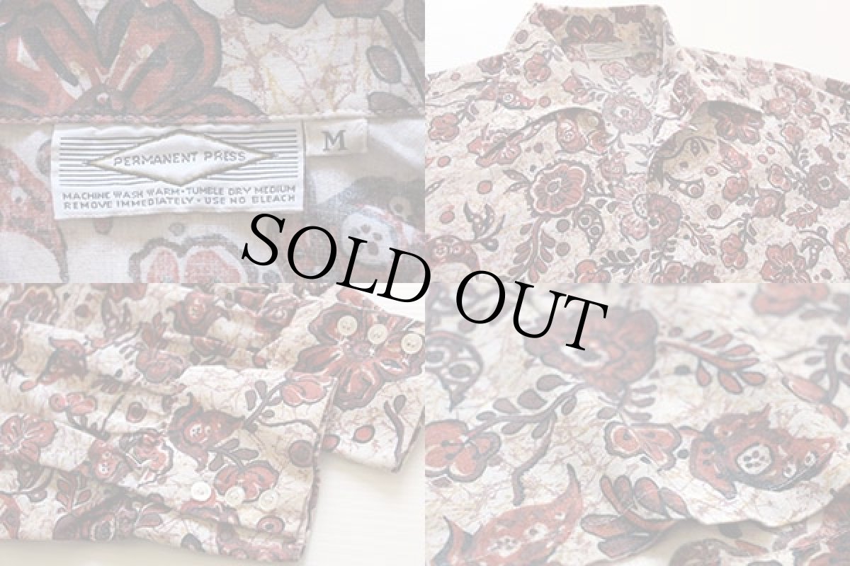 画像3: 70s 花柄 プルオーバーシャツ M (3)