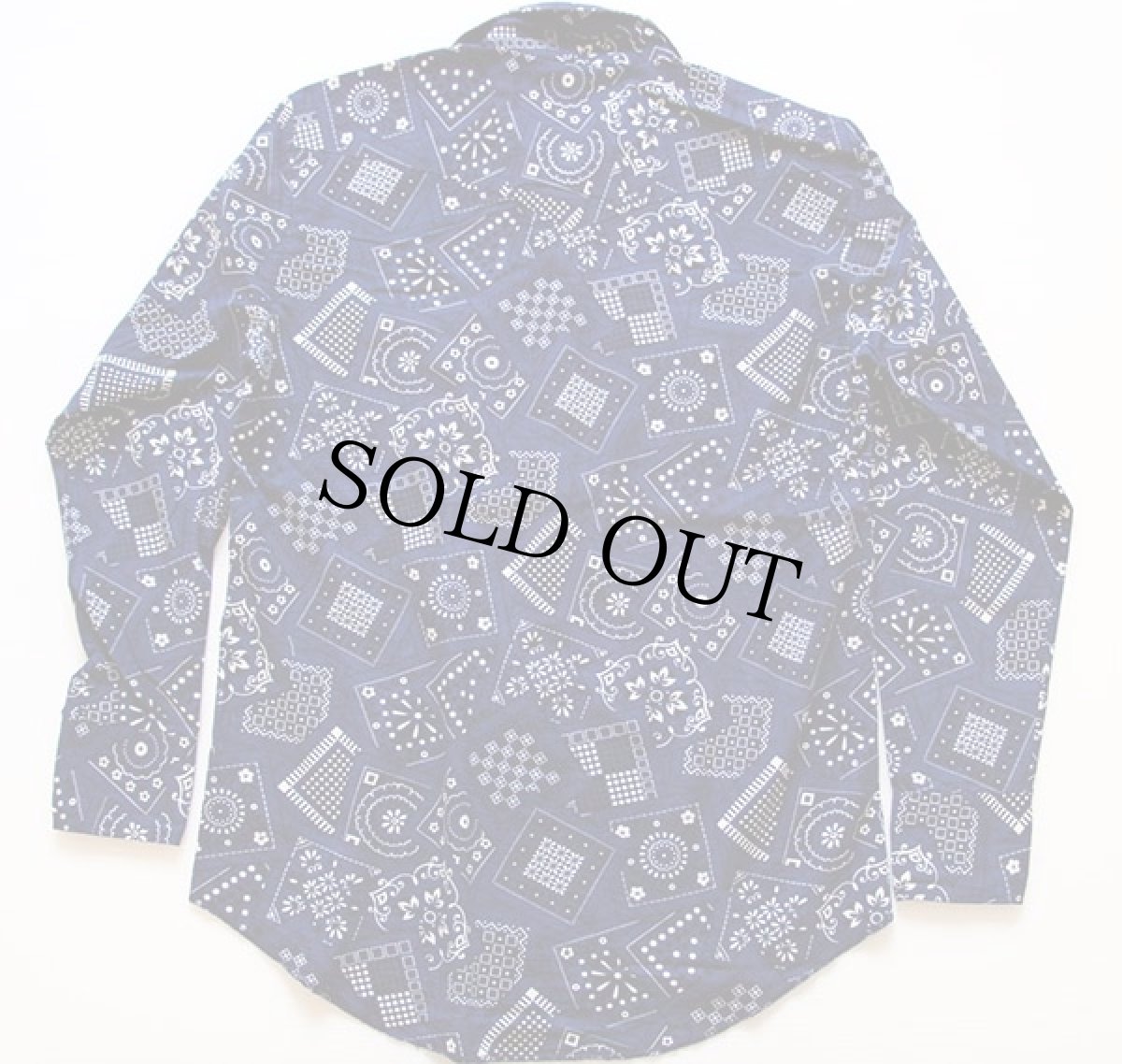 画像2: 70s JCPenney バンダナ柄 ウエスタンシャツ 紺 (2)