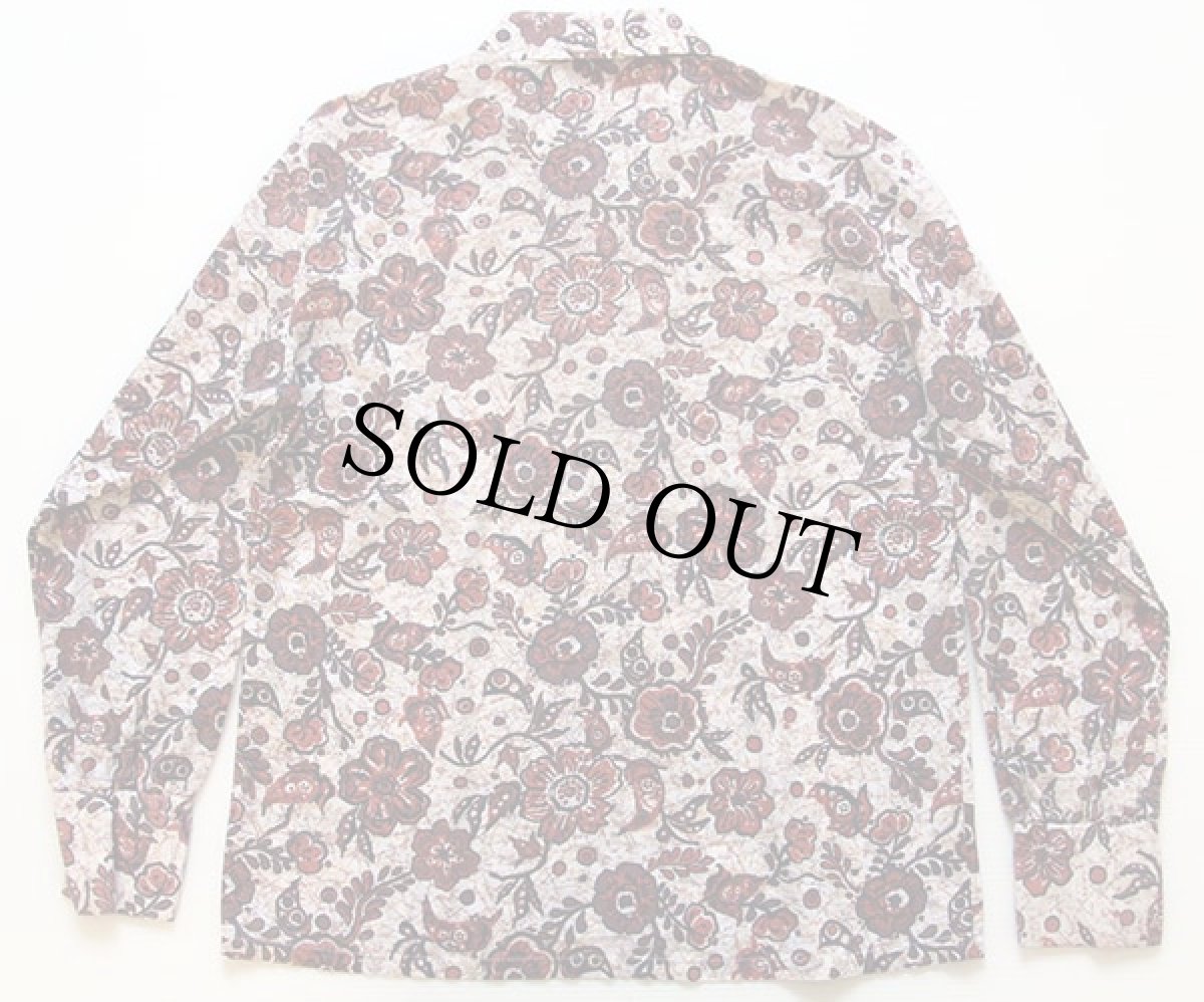 画像2: 70s 花柄 プルオーバーシャツ M (2)