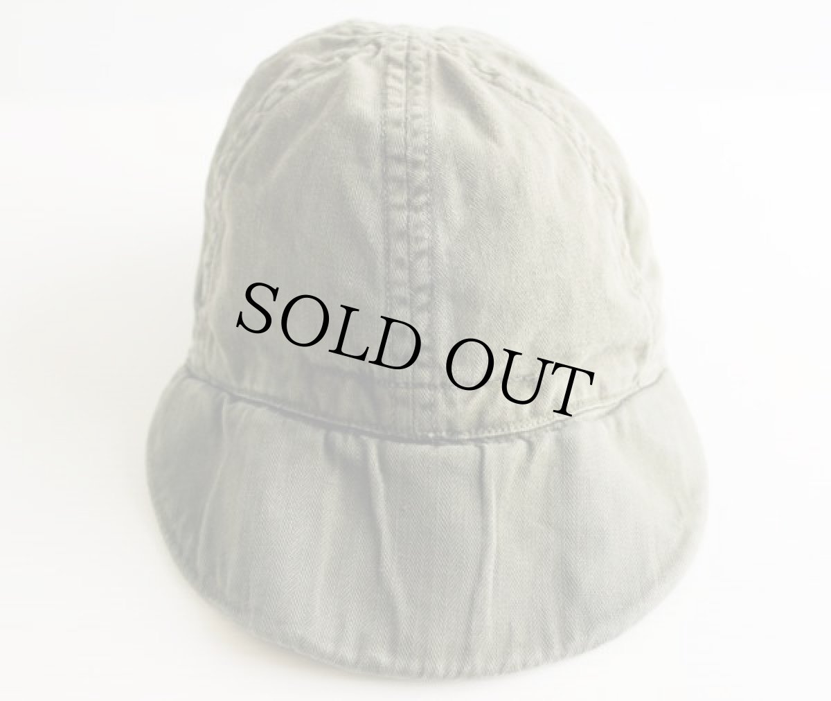 画像2: 40s 米軍 U.S.NAVY N-3 HBT ヘリンボーンツイル キャップ オリーブ 7 1/4 (2)