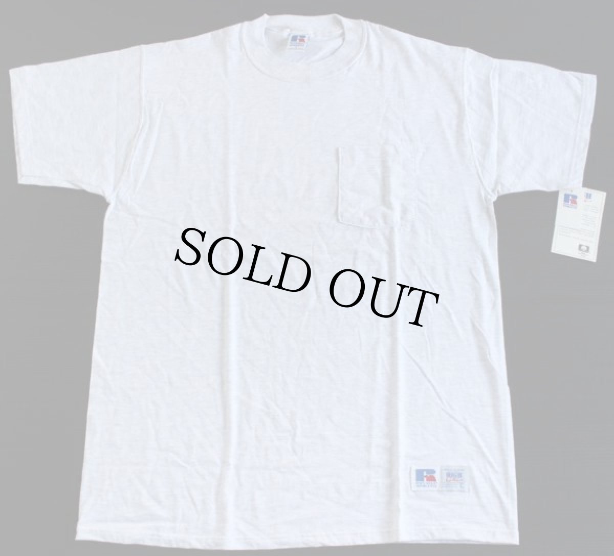 画像2: デッドストック★90s USA製 RUSSELLラッセル ポケットTシャツ ライトグレー L (2)