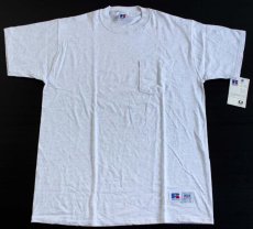 画像2: デッドストック★90s USA製 RUSSELLラッセル ポケットTシャツ ライトグレー L (2)