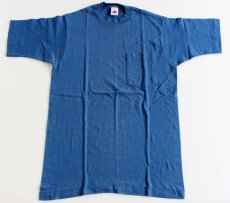 画像2: デッドストック★90s USA製 FRUIT OF THE LOOM コットン ポケットTシャツ 青 M (2)