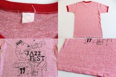 画像3: 70s JAZZ FEST 染み込みプリント リンガーTシャツ 杢レッド (3)