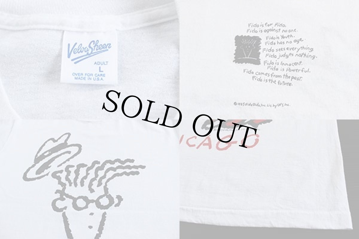 画像3: 90s USA製 Velva Sheen Fido Dido CHICAGO アート Tシャツ 白 L (3)