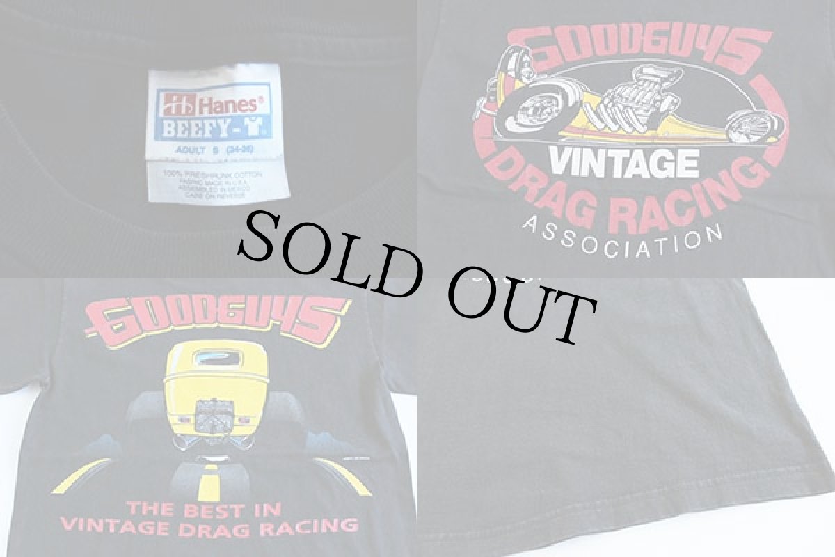 画像3: 90s USA製 Hanes GOODGUYS ドラッグレース 両面プリント コットンTシャツ 黒 S (3)