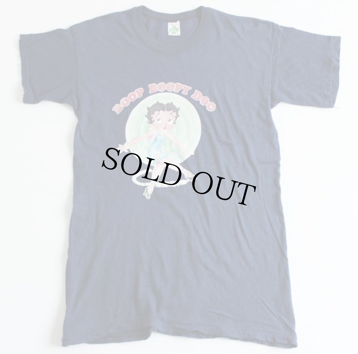 画像2: 70s USA製 BETTY BOOP ベティ ブープ アイロンプリント コットンTシャツ 紺 L (2)