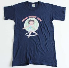 画像2: 70s USA製 BETTY BOOP ベティ ブープ アイロンプリント コットンTシャツ 紺 L (2)