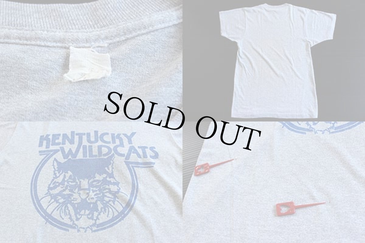 画像3: 80's KENTUCKY WILDCATS 染み込みプリントTシャツ 杢グレー (3)