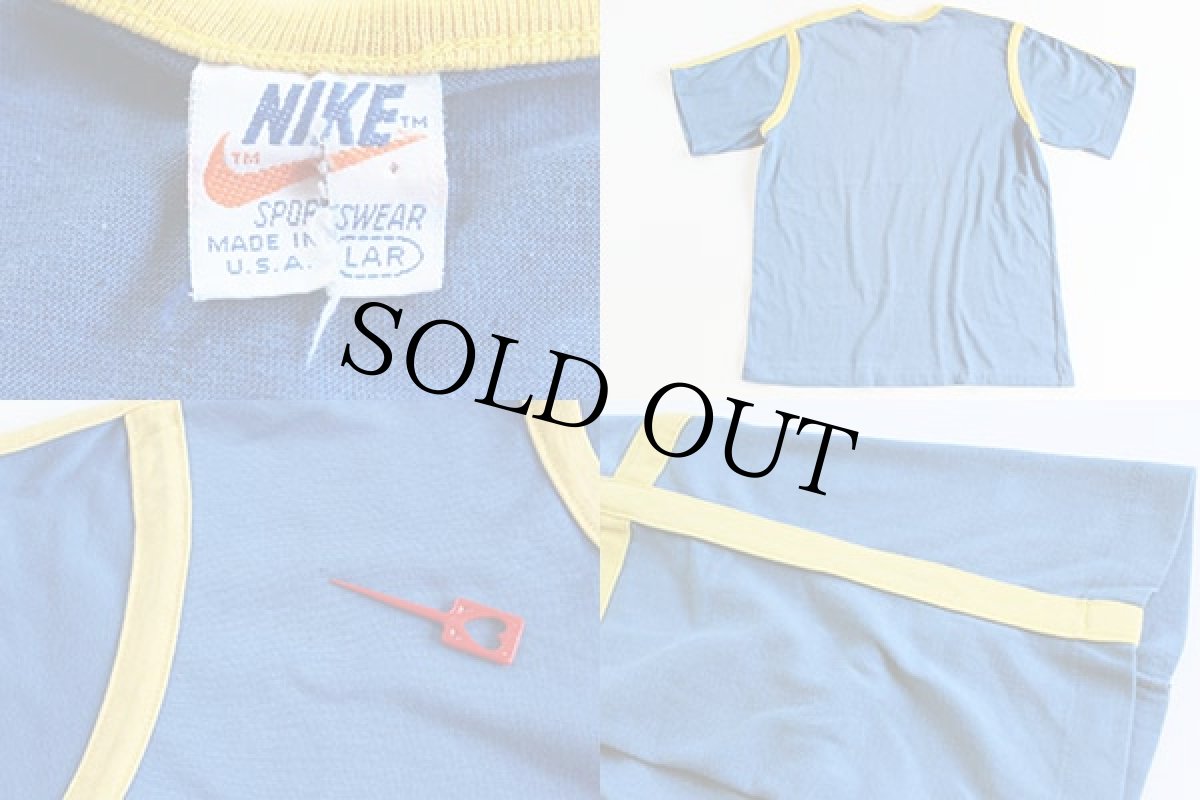 画像3: 70s USA製 NIKEナイキ ロゴ Tシャツ 青×黄 L (3)