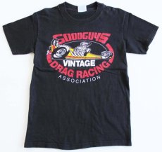 画像1: 90s USA製 Hanes GOODGUYS ドラッグレース 両面プリント コットンTシャツ 黒 S (1)