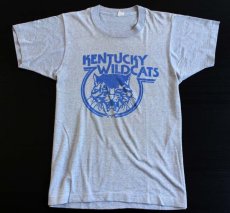 画像2: 80's KENTUCKY WILDCATS 染み込みプリントTシャツ 杢グレー (2)