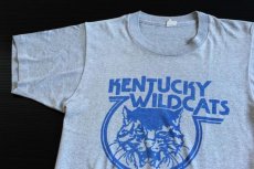 画像1: 80's KENTUCKY WILDCATS 染み込みプリントTシャツ 杢グレー (1)