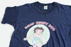 画像1: 70s USA製 BETTY BOOP ベティ ブープ アイロンプリント コットンTシャツ 紺 L (1)