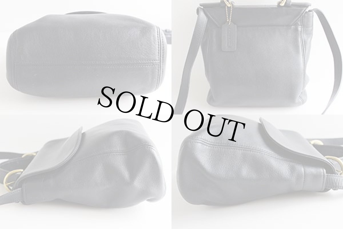 画像2: USA製 COACH オールド コーチ 2WAY レザーショルダーバッグ 紺★4158 (2)