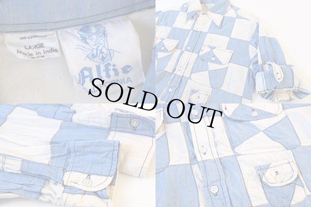 画像3: 70's Alfie パッチワーク コットン シャツ L (3)