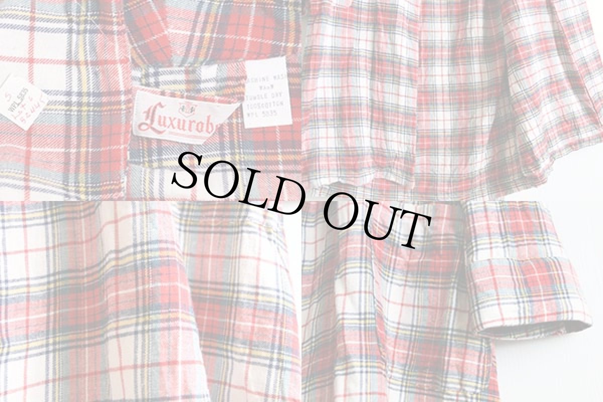 画像3: デッドストック★70s Luxurobe チェック ライト ネルガウン S (3)