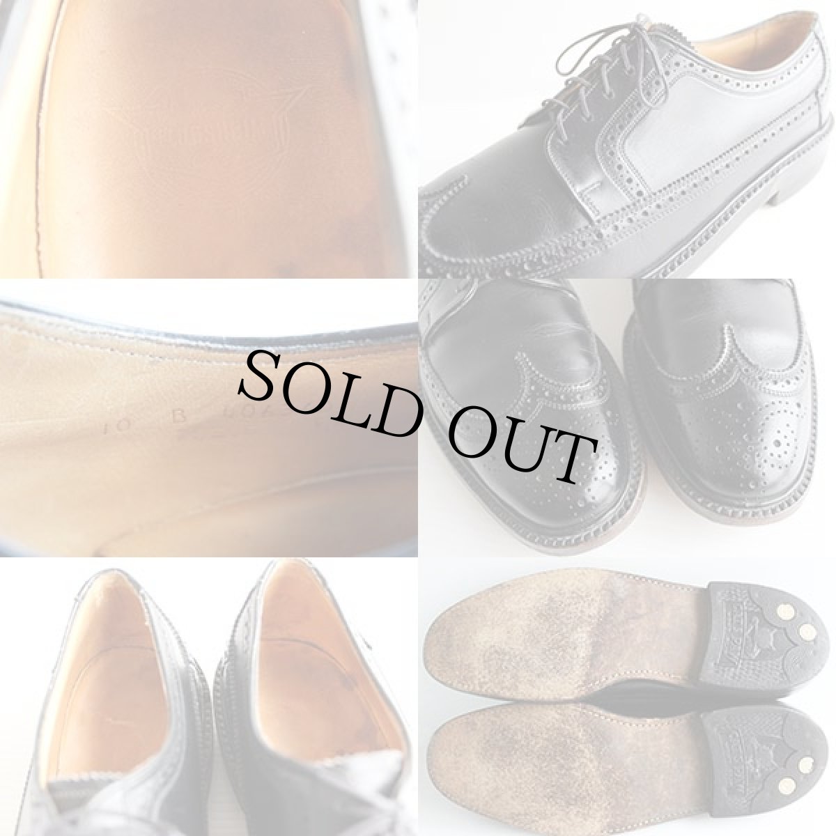 画像3: 70s FLORSHEIMフローシャイム ウイングチップ レザーシューズ 黒 10B★革靴 (3)