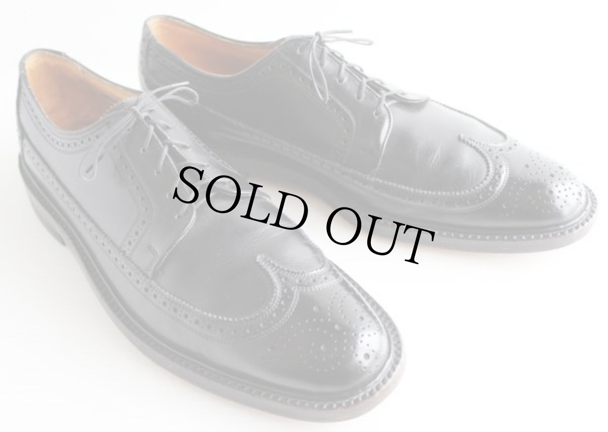画像1: 70s FLORSHEIMフローシャイム ウイングチップ レザーシューズ 黒 10B★革靴 (1)