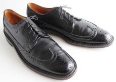 画像1: 70s FLORSHEIMフローシャイム ウイングチップ レザーシューズ 黒 10B★革靴 (1)