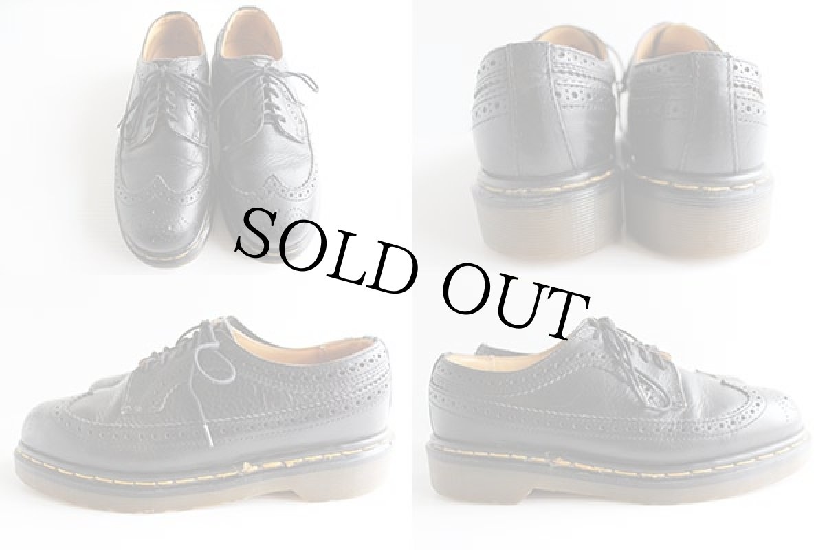 画像2: 英国製 DR.MARTENSドクターマーチン ウイングチップ レザーシューズ 黒 UK6 (2)